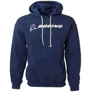 The Boeing‎ Store Men's Navy Boeing Signature Logo Hooded Sweatshirt NWT Size M